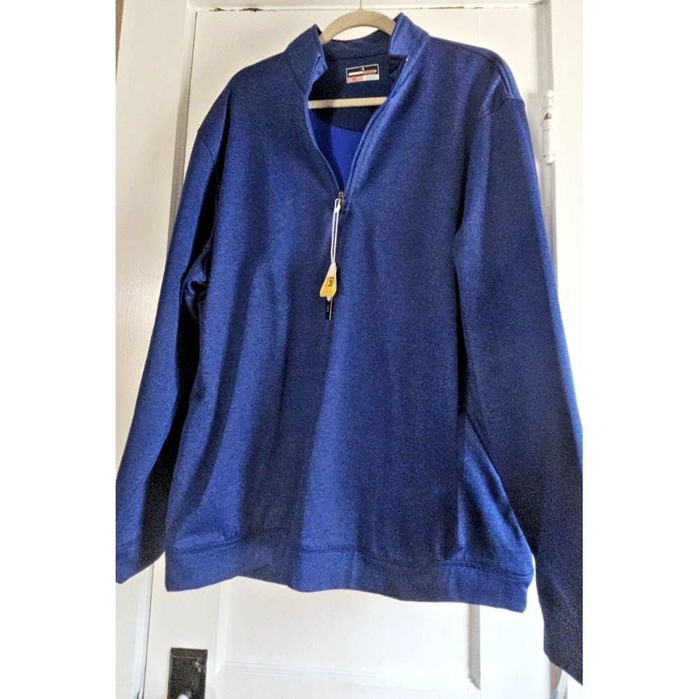 NWT GRANDSLAM men blue Sz XXL anti-pill soft warm UPF50 pullover 1/4 zip